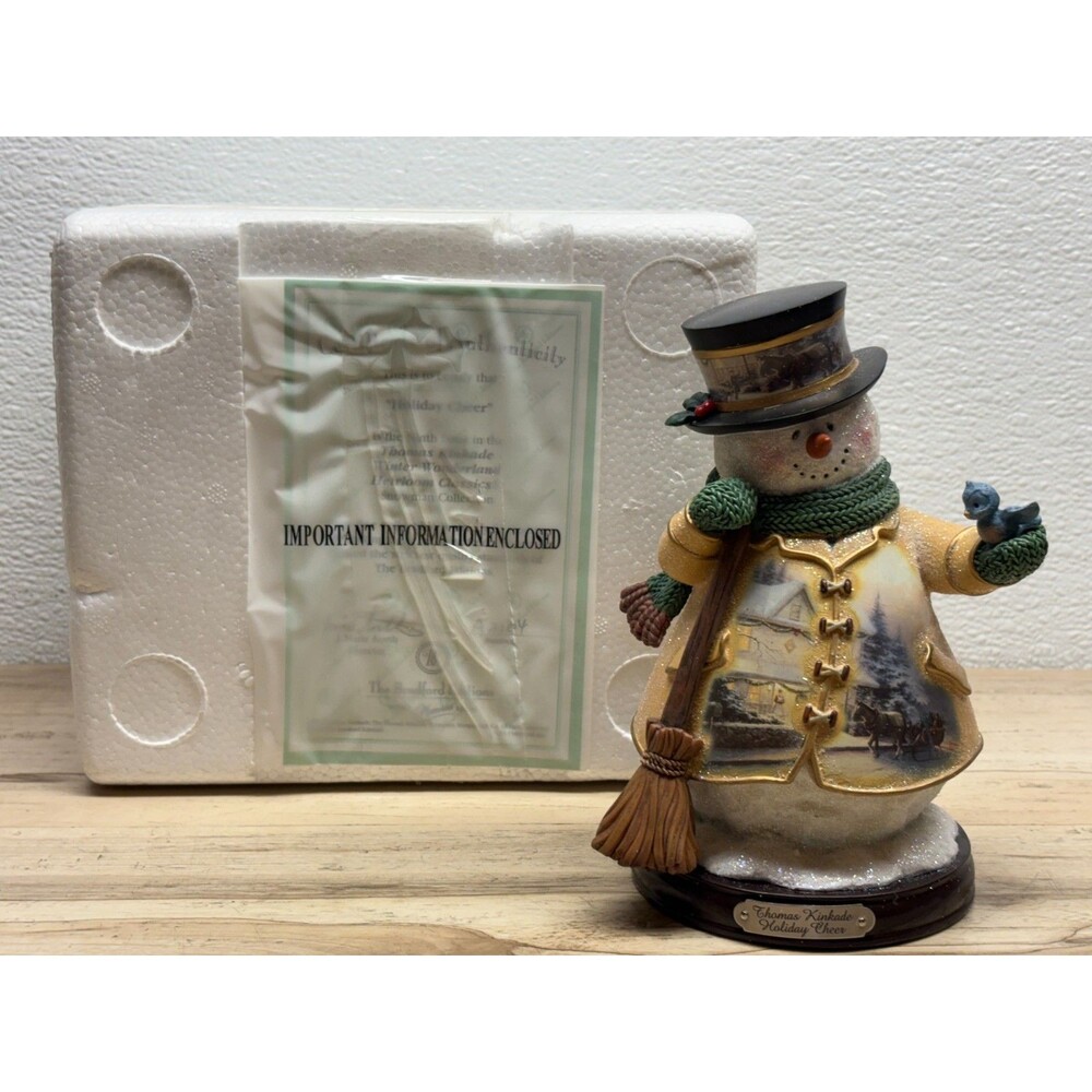 2004 Thomas Kinkade Holiday Cheer Snowman 7" Tall Bradford Collection